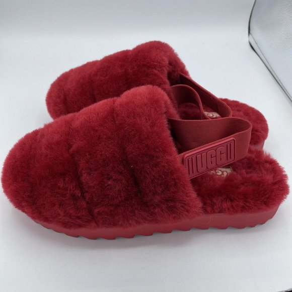 UGG Women's SUPER FLUFF SLIPPERS in RIBBON RED sz 8 1121751-NEW w/marks on soles - Picture 6 of 15